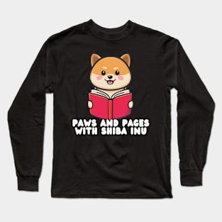 Peacefully Shiba Inu Reading a Book Long Sleeve T-Shirt